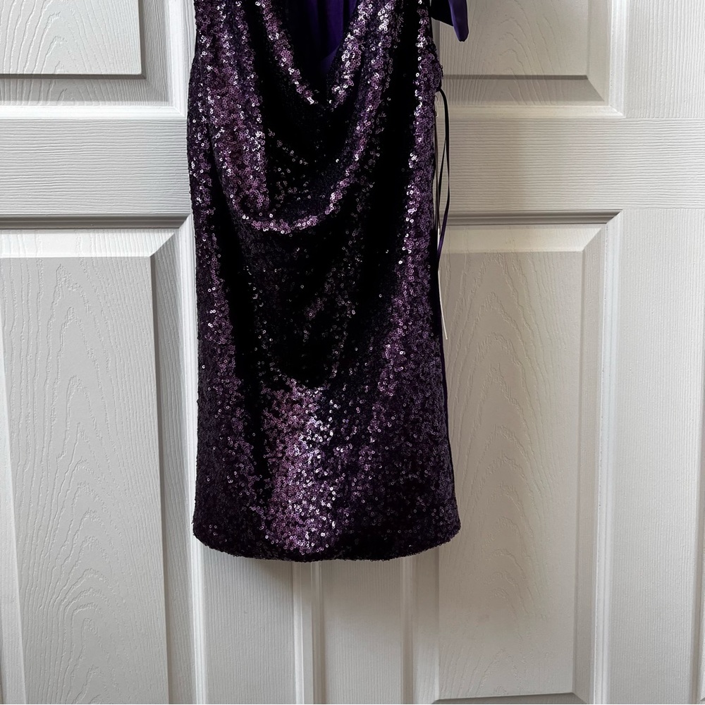 Jennifer Lopez Purple Cowl Neck Sequins Sleeveless Shirt, Size Medium, NWT - Picture 4 of 10